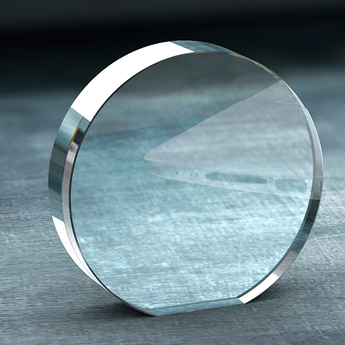 Award i krystal glas i rund. Perfekt til 3D gravering i glasset. 