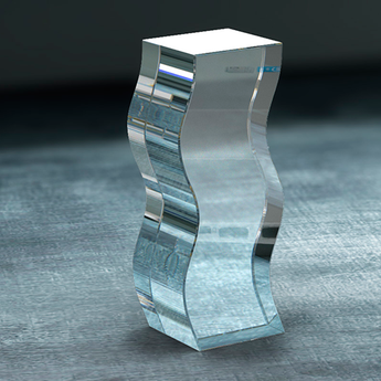 Flot bølge formet krystal award til 3D indgravering